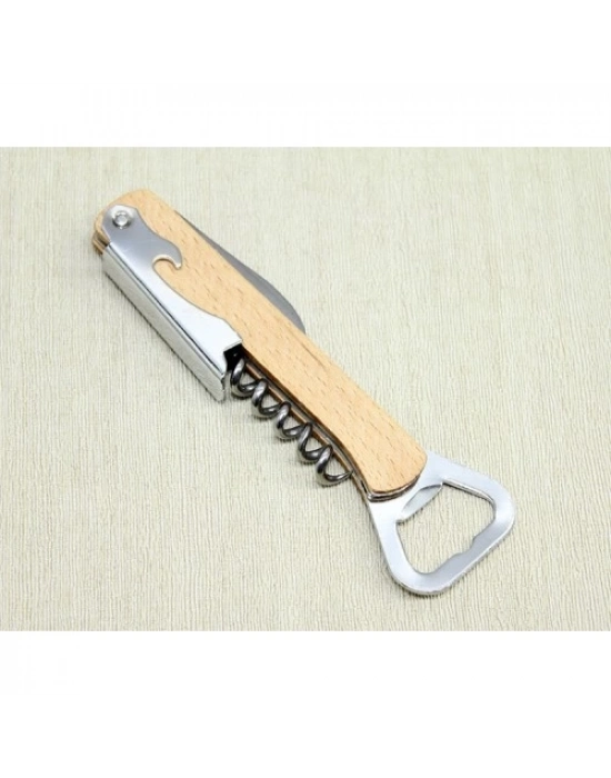 Ahşap Paslanmaz Çelik Tirbuşon Açacak