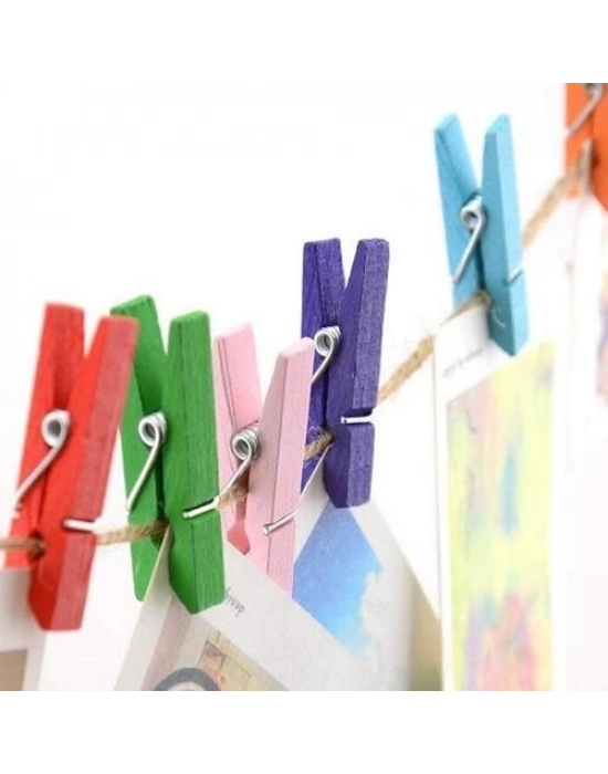 Ahşap Renkli Mini Mandal 100 Adet