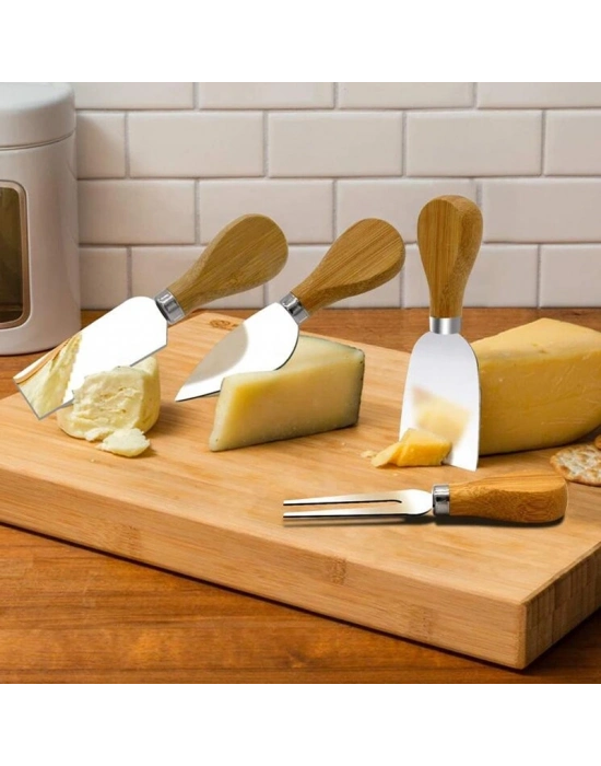 Ahşap Saplı 4 Lü Peynir Bıçağı Seti