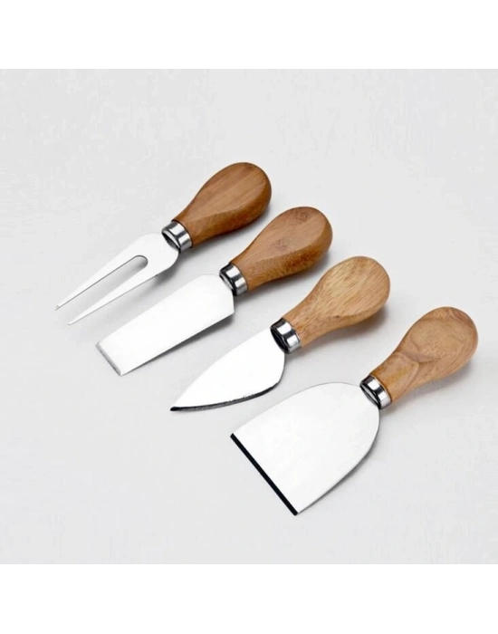 Ahşap Saplı 4 Lü Peynir Bıçağı Seti