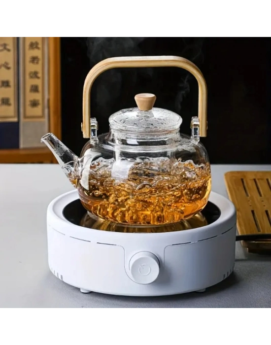 Ahşap Saplı Cam Filtreli Demlik