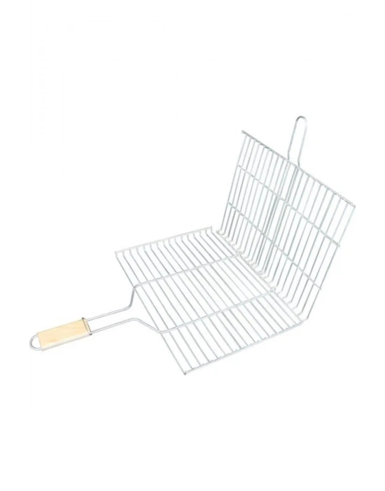 Ahşap Saplı Mangal Izgarası Galvanizli Paslanmaz Kafes Demir 32 x 42 cm