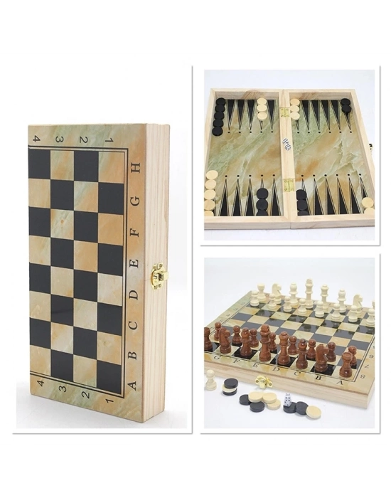 Ahşap Satranç Ve Tavla Seti Alk4240