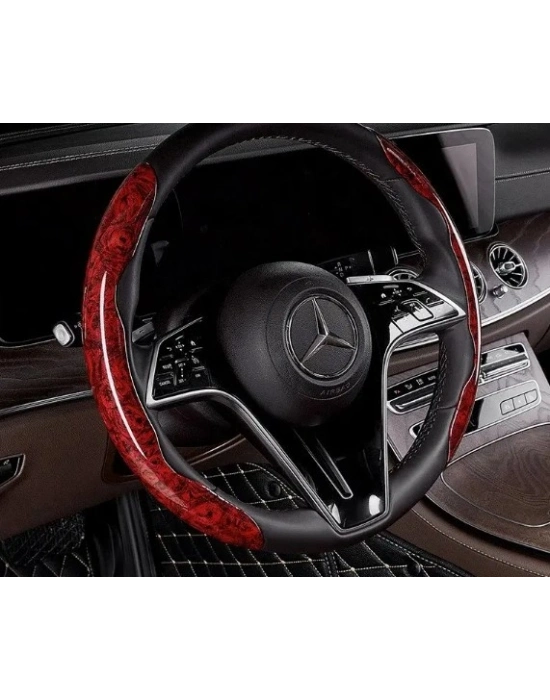 Ahşap Tasarımlı Direksiyon Simidi Koruma Kılıfı 2 li