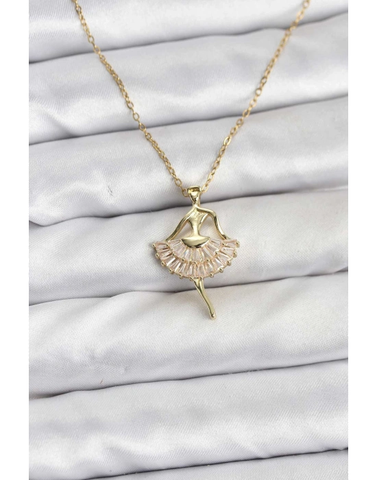 316L Çelik Zincir Gold Renk Balerin Model Kadın Kolye