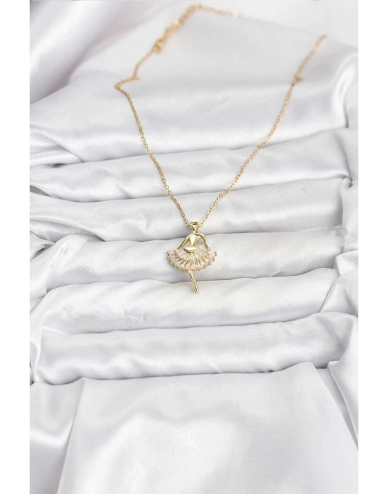 316L Çelik Zincir Gold Renk Balerin Model Kadın Kolye