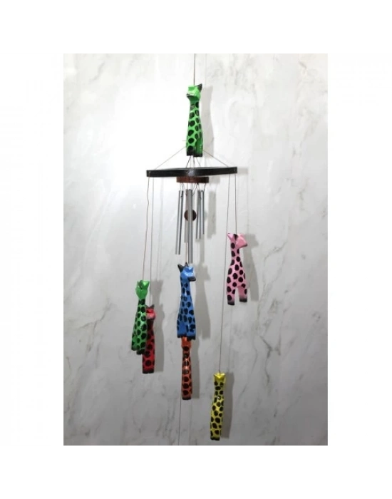 Ahşap Zürafalı Rüzgar Çanı