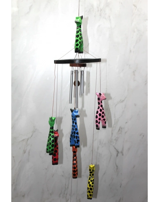 Ahşap Zürafali Rüzgar Çani Sayang:3