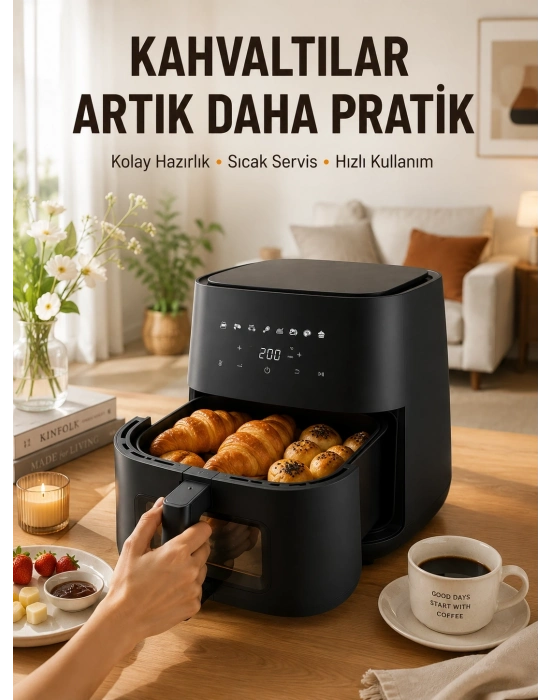 Air Fryer Mutfak Pişirme Cihazı Çok Programlı Dokunmatik