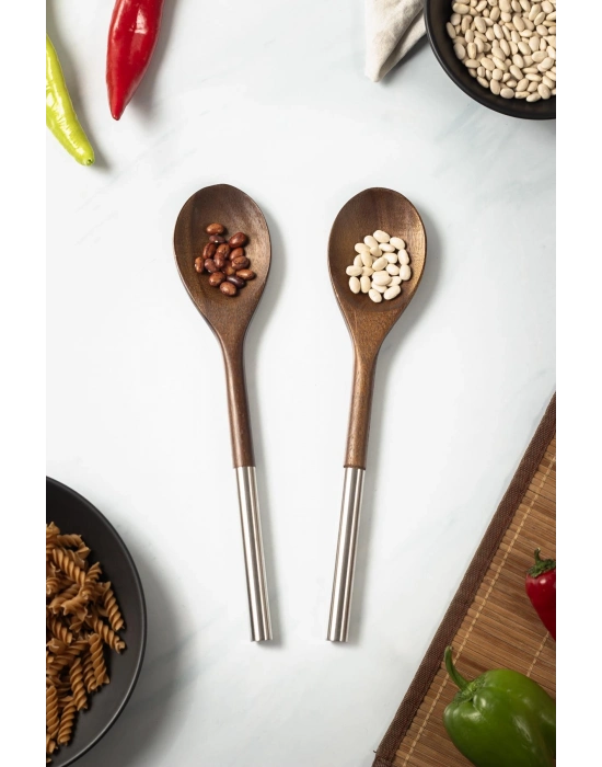 Akasya 2 Li Servis Kaşığı & Sunum Kaşığı & Salata Servis Seti