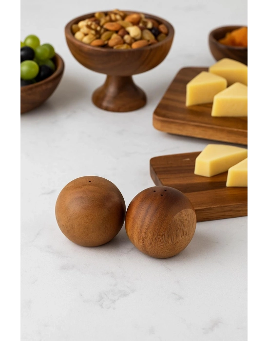 Akasya 2’li Top Tuzluk Biberlik Seti - Şık ve Doğal