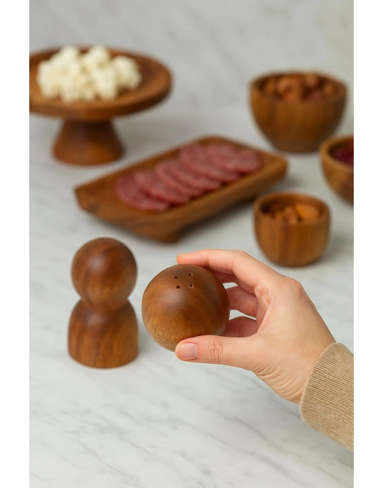 Akasya 2’li Top Tuzluk Biberlik Seti - Şık ve Doğal