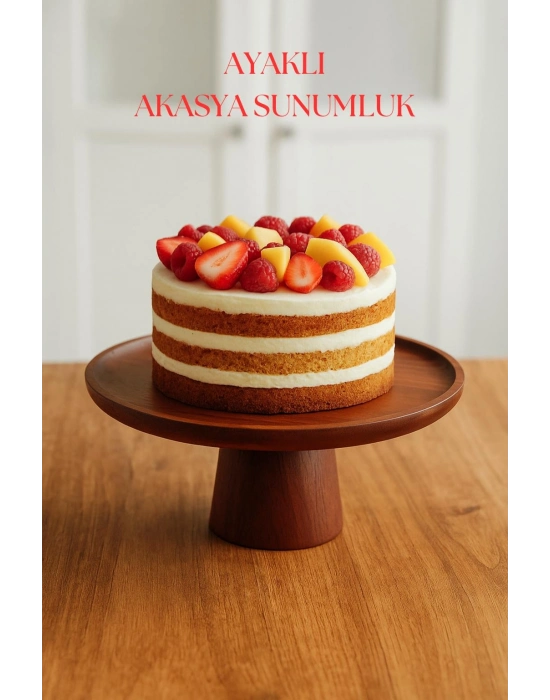 Akasya Ayaklı Sunumluk & Sunum Tabağı & Sunum Servisi 30x30x10 cm