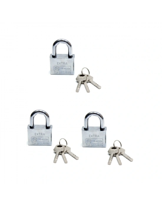 Akıllı Anahtarlı Asma Kilit 3lü Set - Mastercare Tri-moon Master Anahtarlı 3 Lü Çelik Asma Kilit