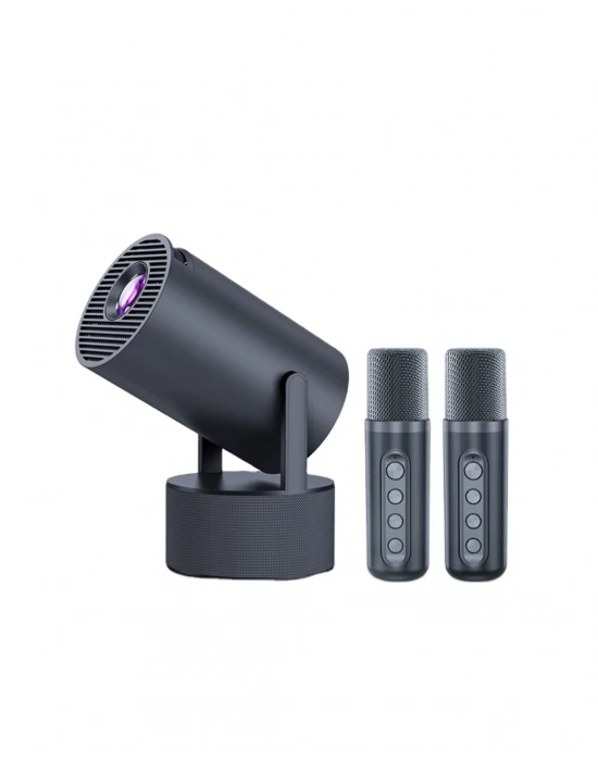 ® Akıllı Projeksiyon Cihazı Karaoke Mikrofonlu 1080P Android