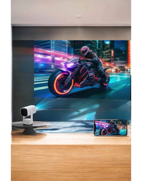 Akıllı Projeksiyon Powerbankli Taşınabilir Sinema Projektörü 4k HD Kaliteli