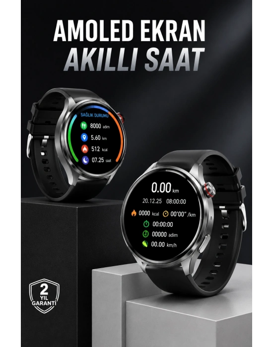 Akıllı Saat Bluetooth Bağlantılı Amoled Ekran Uyku ve Sağlık Takibi