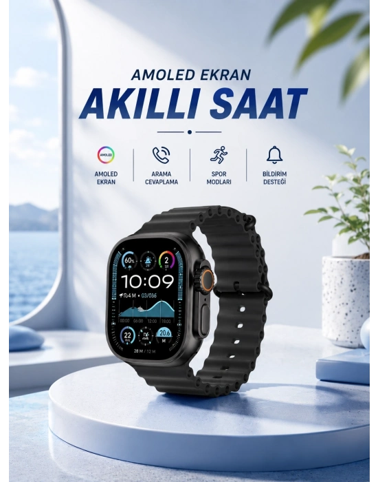 Akıllı Saat Bluetooth Bağlantılı NFC ve GPS Uyumlu Nabız Ölçer Sesli Görüşme
