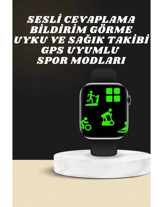 Akıllı Saat Wireless Şarj Yüksek Çözünürlüklü Müzik Dinleme Sesli Cevaplama