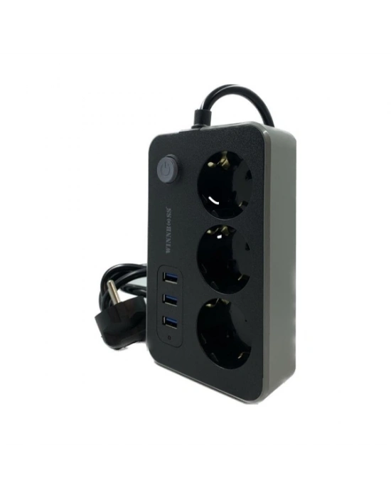 Akım Korumalı 3 Prizli 3 USB Girişli Uzatma Kablosu