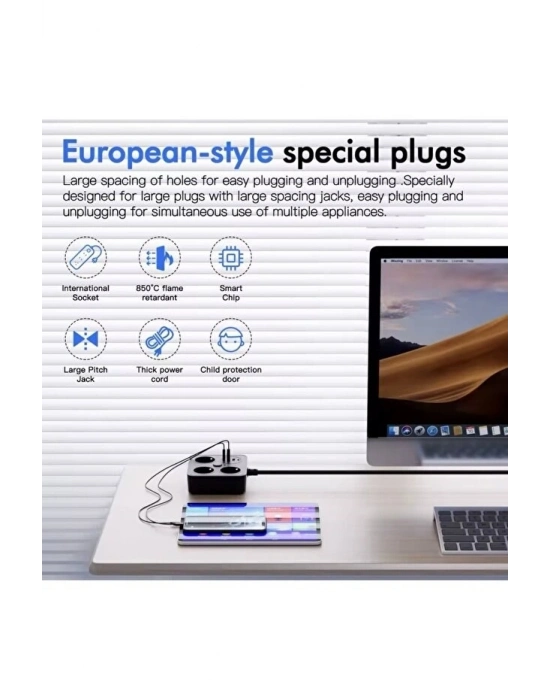 ®  Akım Korumalı Avrupa Tip-C USB Soket Kartı 2 Metre - Güvenli ve Uzun Kablo Çözümü