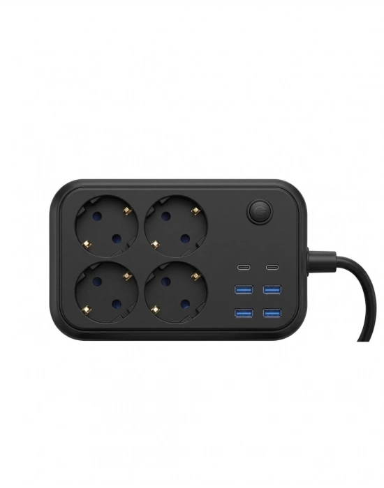 Akım Korumalı Çoklu Priz 4 USB 2 Type C 4 Priz Güvenli ve Hızlı Şarj
