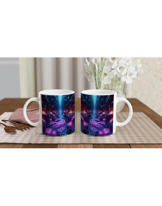 Akrep Burcu Baskılı Kahve Kupası - Astral Denizaltı Dünyası Vs3