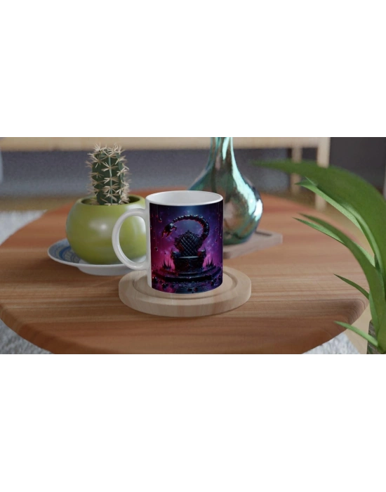 Akrep Burcu Baskılı Kahve Kupası - Galaktik Taht Odası Temalı Vs4