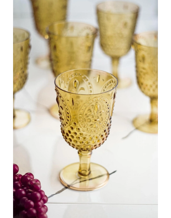 Akrilik Amber 6lı Kadeh & Su Meşrubat Kahve Yanı Bardağı 450 ml ( Cam Değildir )