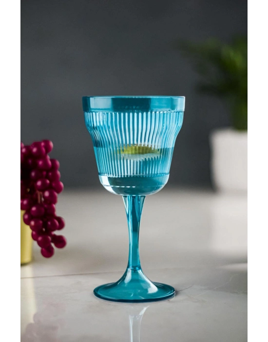 Akrilik Aquamarin 6lı Kadeh & Su Meşrubat Kahve Yanı Bardağı 300 ml ( Cam Değildir )