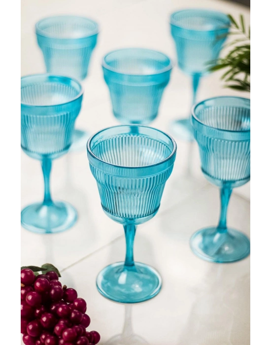 Akrilik Aquamarin 6lı Kadeh & Su Meşrubat Kahve Yanı Bardağı 300 ml ( Cam Değildir )