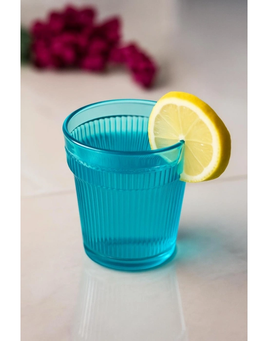 Akrilik Aquamarin 6lı Kısa Bardak & Su Meşrubat Kahve Yanı Bardağı 300 ml ( Cam Değildir )