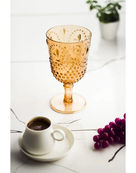Akrilik Bal Tekli Kadeh & Su Meşrubat Kahve Yanı Bardağı 450 ml ( Cam Değildir )