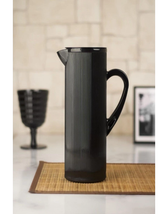 Akrilik Barok 1,5 Lt Siyah Sürahi (Buzdolabı Kapak Rafına Sığar)