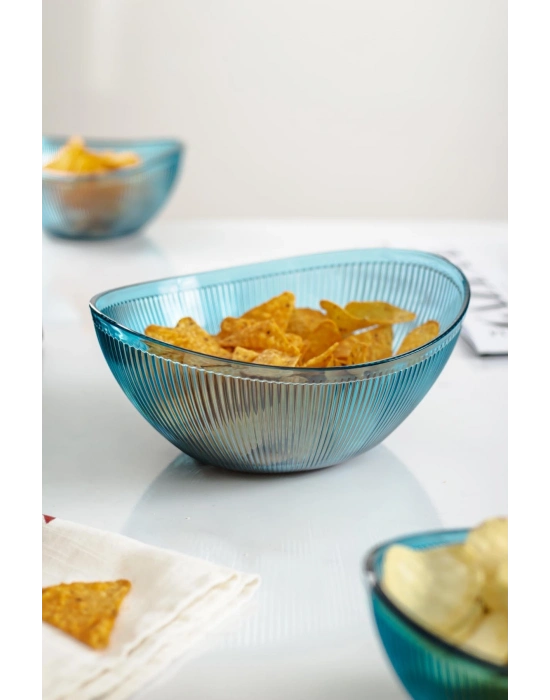 Akrilik Barok Aquamarin Orta Boy Oval Meyve & Salata Kasesi & Karıştırma Kabı / 1,6 Lt  (CAM DEĞİLDİR)