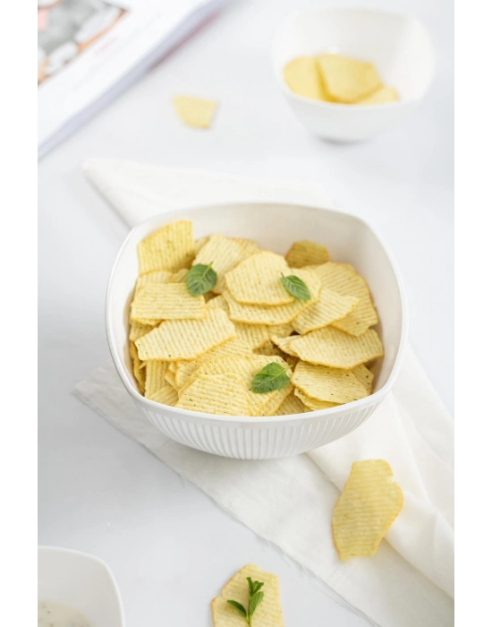 Akrilik Barok Beyaz Orta Boy Kare Meyve & Salata Kasesi & Karıştırma Kabı / 1,5 Lt  (CAM DEĞİLDİR)