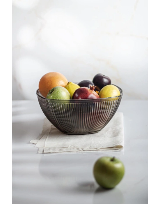 Akrilik Barok Füme Büyük Kare Meyve & Salata Kasesi & Karıştırma Kabı / 3,3 Lt  (CAM DEĞİLDİR)