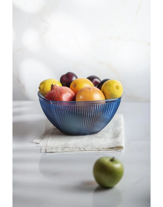 Akrilik Barok Lacivert Büyük Kare Meyve & Salata Kasesi & Karıştırma Kabı / 3,3 Lt  (CAM DEĞİLDİR)