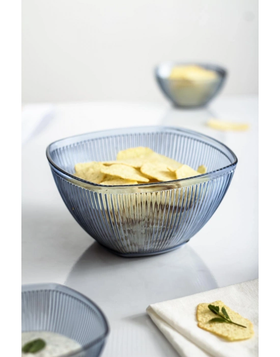 Akrilik Barok Lacivert Orta Boy Kare Meyve & Salata Kasesi & Karıştırma Kabı / 1,5 Lt  (CAM DEĞİLDİR)