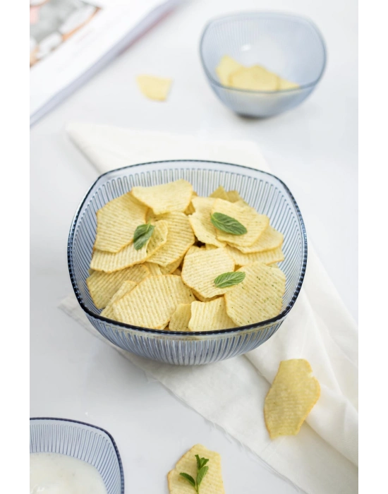 Akrilik Barok Lacivert Orta Boy Kare Meyve & Salata Kasesi & Karıştırma Kabı / 1,5 Lt  (CAM DEĞİLDİR)