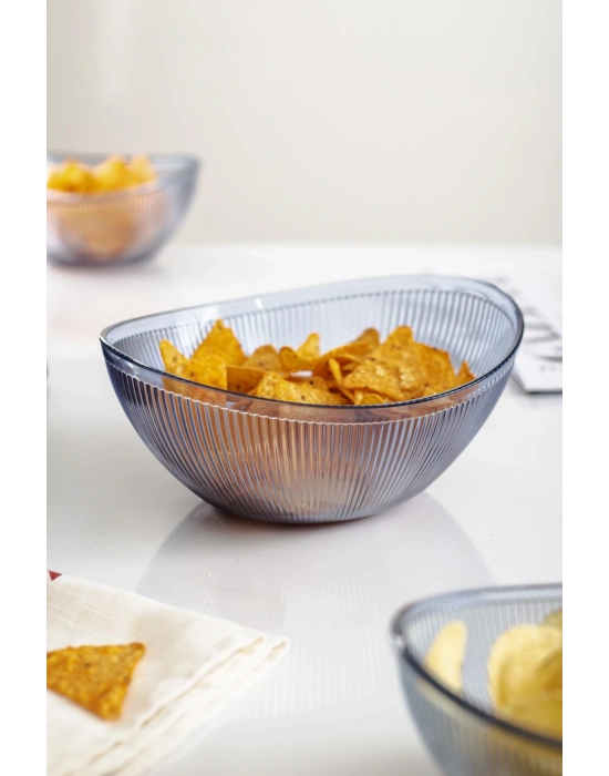 Akrilik Barok Lacivert Orta Boy Oval Meyve & Salata Kasesi & Karıştırma Kabı / 1,6 Lt  (CAM DEĞİLDİR)