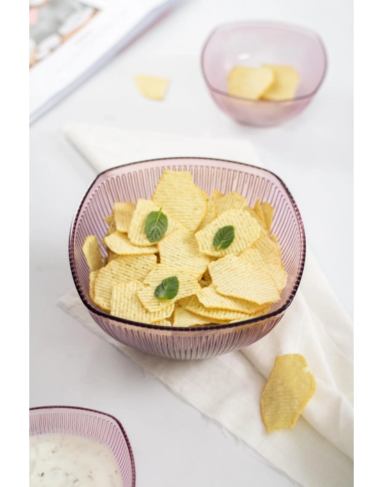 Akrilik Barok Mürdüm Orta Boy Kare Meyve & Salata Kasesi & Karıştırma Kabı / 1,5 Lt  (CAM DEĞİLDİR)