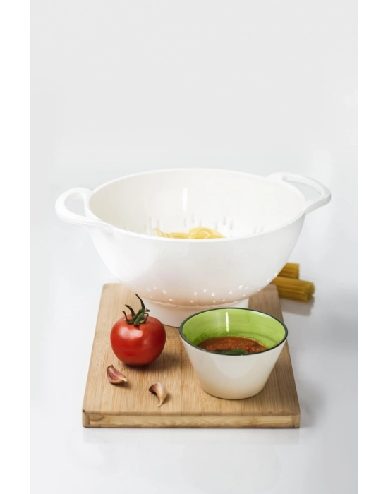 Akrilik Beyaz 2 Li Süzgeç Seti ( Makarna & Pirinç Süzgeci )