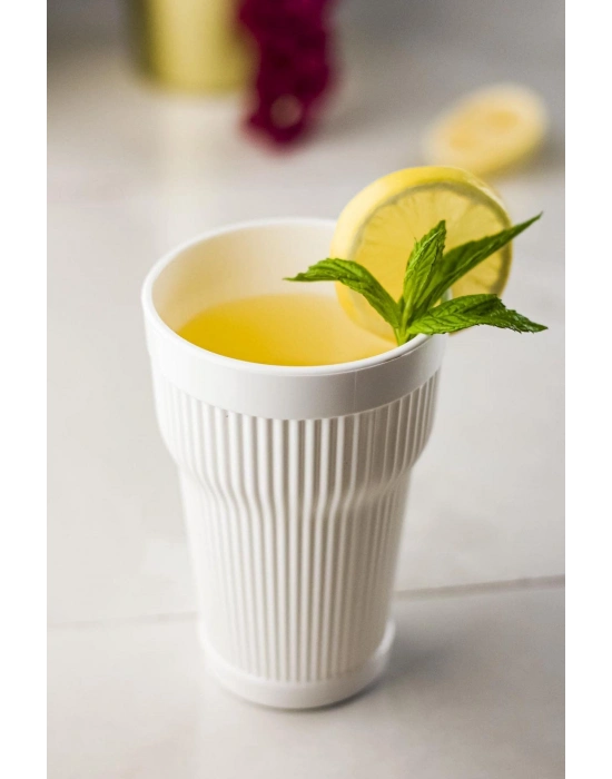 Akrilik Beyaz 6lı Uzun Bardak & Su Meşrubat Bardağı 400 ml ( Cam Değildir )