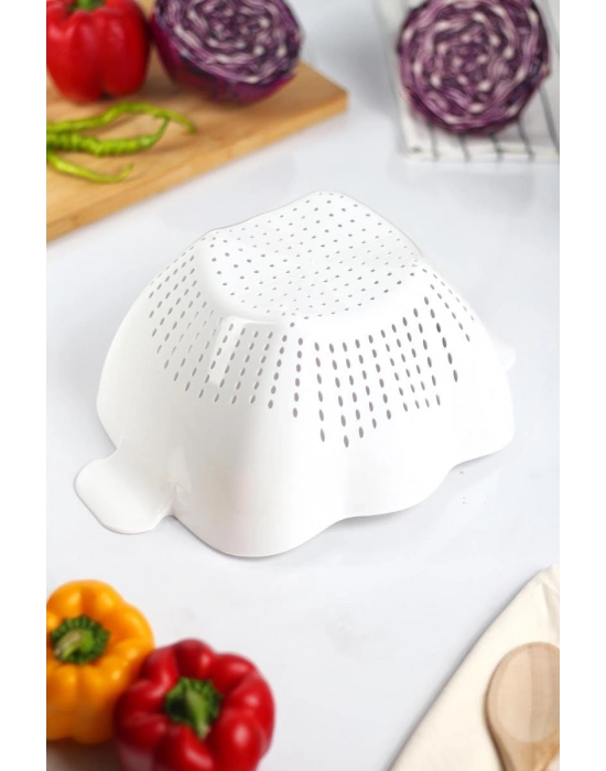 Akrilik Beyaz Makarna Süzgeçi & Sebze Meyve Süzgeçi