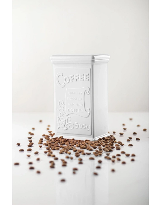 Akrilik Beyaz Şeker Kahve Çay Kavanozu 500 Ml (Vakum Kapak )