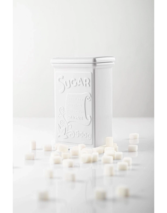 Akrilik Beyaz Şeker Kahve Çay Kavanozu 500 Ml (Vakum Kapak )