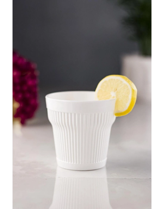 Akrilik Beyaz Tekli Kısa Bardak & Su Meşrubat Kahve Yanı Bardağı 300 ml ( Cam Değildir )