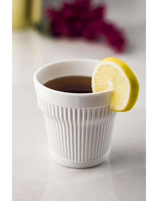 Akrilik Beyaz Tekli Kısa Bardak & Su Meşrubat Kahve Yanı Bardağı 300 ml ( Cam Değildir )