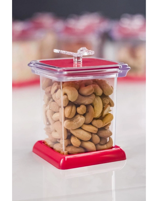 Akrilik Fuşya 12 Li Baharat Kavanozu & Baharatlık & Baharatlık Seti 200 ML ( CAM DEĞİLDİR )